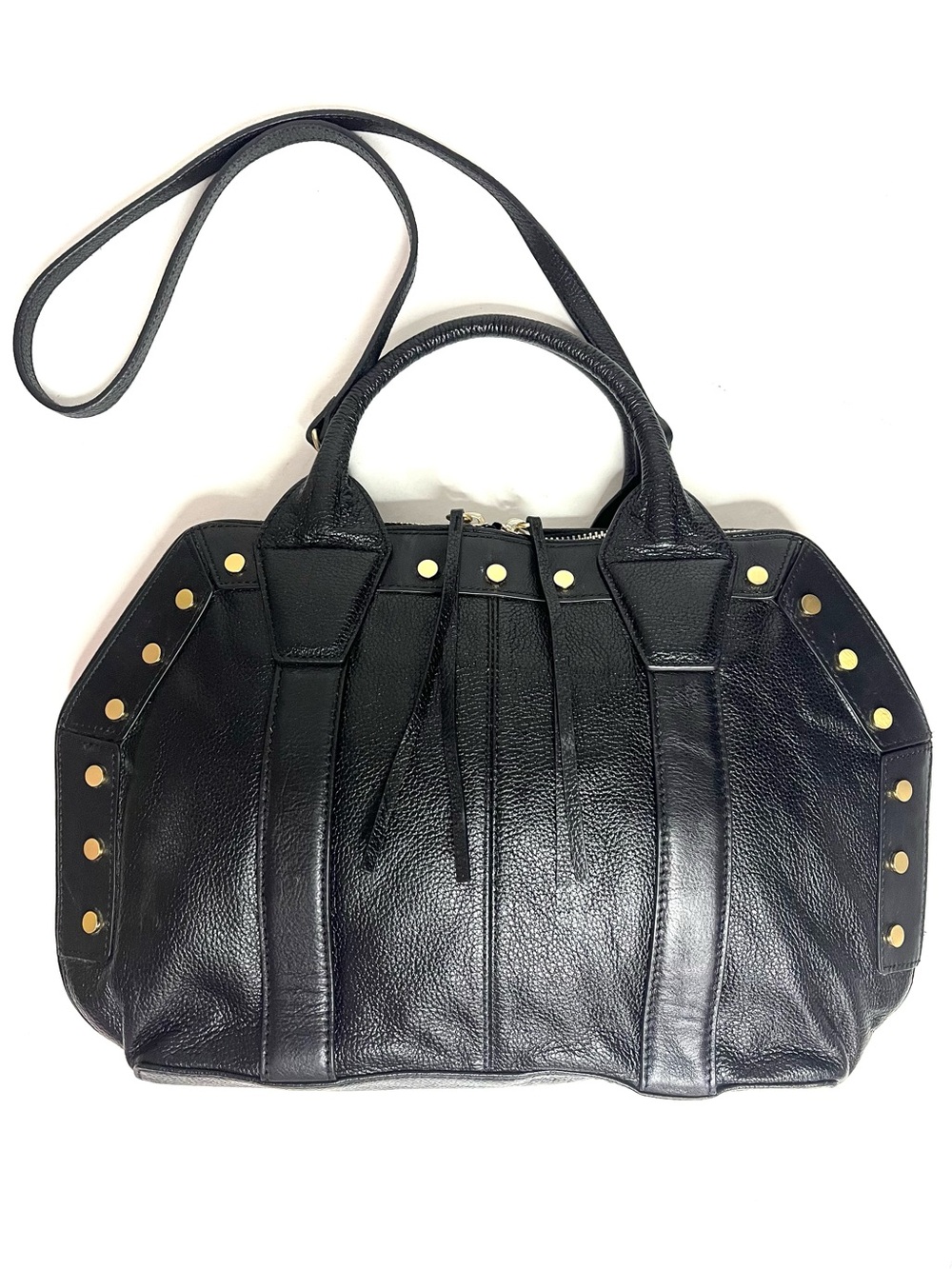 Kelsi Dagger Brooklyn Studded Black Pebbled Leather Satchel Crossbody - Picture 11 of 13